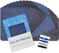 HTVRONT Iron on Patches for Clothes, 20PCS Iron on Patches for Jeans 3" by 4-1/4"(7.5 cm x 10.5 cm), 4 Shades of Cotton Denim Clothing Repair and Decoration Kit for DIY Repair, Crafting, Embellishment