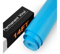 HTVRONT Light Blue Permanent Vinyl - 30.5 x 427CM Glossy Adhesive Permanent Vinyl Roll Compatible with Cricut Cutting Machine, Silhouette, Cameo Cutters, Signs, Scrapbooking, Craft, Die Cutters