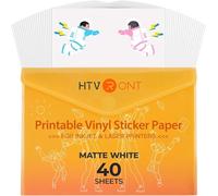 HTVRONT Matte Printable Vinyl Sticker Paper 40 Pack 8.5" x 11" | Back to School Supplies, Compatible with Inkjet & Laser Printers, Works for HP, Epson and most Desktop Printers
