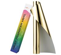 HTVRONT Metallic Gold HTV Vinyl Roll - 12" x 8ft Gold Heat Transfer Vinyl for T Shirts, Gold Iron on Vinyl for All Cutting Machine - Easy to Use for Heat Transfer Project (Metallic Gold)