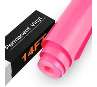 HTVRONT Neon Pink Glossy Permanent Adhesive Vinyl Roll 12" x 14FT