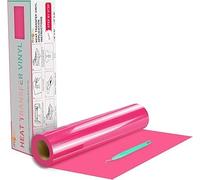 HTVRONT Neon Pink Heat Transfer Vinyl Roll 12"x20ft HTV Vinyl for T-Shirts | 30.5x610cm, easy cut & weed, compatible with all cutter machines, iron on vinyl for heat transfer clothing designs