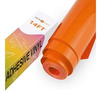 HTVRONT Orange Permanent Vinyl - 12" x 14FT Glossy Permanent Adhesive Orange Vinyl Roll Compatible with Cricut Cutting Machine, Silhouette, Cameo Cutters, Signs, Scrapbooking, Craft, Die Cutters