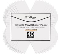 HTVRONT Printable Vinyl for Inkjet Printer & Laser Printer, 40 Pcs Glossy Sticker Paper for Printers, Waterproof & Dry Quickly Printable Vinyl Sticker Paper for HP, Epson and Other Printers - 8.5"x11"