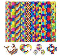 HTVRONT Puzzle HTV Heat Transfer Vinyl - 11 Sheets 12"x10" Autism Awareness Puzzles Iron on Vinyl for t Shirts, Rainbow Jigsaw Patterned HTV Vinyl for All Cutting Machines - Easy to Cut & Weed