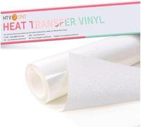 HTVRONT Rainbow White Glitter HTV Vinyl Roll, 12" x 6 FT HTV Vinyl