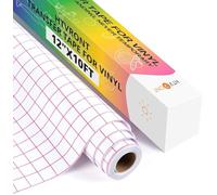 HTVRONT Red Grid Clear Transfer Tape 12"x10FT Medium Tack | 30.5cm x 305cm, 1/2" red grid, no residue, vinyl transfer paper, ideal for cups, windows, decals & stickers