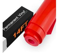 HTVRONT Red Permanent Vinyl - 30.5 x 427CM Glossy Adhesive Permanent Red Vinyl Roll Compatible with Cricut Cutting Machine, Silhouette, Cameo Cutters, Signs, Scrapbooking, Craft, Die Cutters