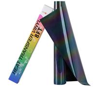 HTVRONT Reflective HTV Heat Transfer Vinyl Roll - 12" x 8ft Reflective Iron on for Shirts, Reflective HTV for Cricut & Cameo - Easy to Cut & Weed for Heat Design (Reflective Rainbow)