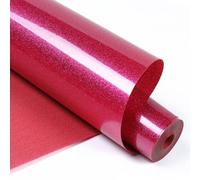 HTVRONT Rose Red Glitter Heat Transfer Vinyl - 12" x 10ft Rose Red Glitter Iron on Vinyl for Shirts, Glitter HTV Vinyl Rolls for Heat Vinyl Design