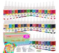 HTVRONT Tie Dye Kit - 40 Vibrant Colors Tye Dye Kit for Adults, Pre-Filled Bottles Tye dye for Kids, Permanent Tie Dye Kit for Large Groups Tyedyedye Party Supplies Tye dye Kit to Go(Just Add Water)