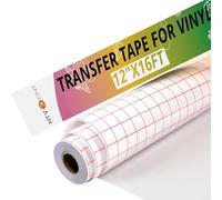 HTVRONT Transfer Tape for Vinyl - 12" x 16 FT (30.5 x 488CM) w/Red Alignment Grid Transfer Tape, Medium Tack Clear Transfer Paper for Permanent Vinyl and Self Adhesive for Signs Stickers, Decals