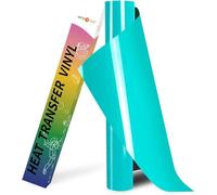 HTVRONT Turquoise HTV Heat Transfer Vinyl Roll 12In x 8ft Iron On Vinyl | 30.5x244CM, compatible with Cricut & Cameo cutters, easy to cut & weed, perfect for Crafts heat transfer shirt designs