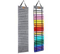 HTVRONT Vinyl Roll Holder, Grey, 24 Compartments, Craft Storage Organizer, Hanging Over The Door or Wall Mount