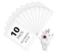 HTVRONT White Felt Sheets for Crafts - 10pcs Stiff Felt for Crafts, 8x12 Craft Felt Sheet, 1mm White Felt Fabric Sheets, Thin Felt Pack Patchwork Craft Supplies, Felt Squares A4 Size Felt Paper
