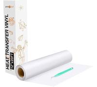 HTVRONT White Heat Transfer Vinyl Roll 12" x20ft HTV Vinyl for T-Shirts | 30.5x610cm, Easy cut & weed, Compatible with All Cutter Machines, Iron on Vinyl for Heat Transfer Clothing Designs