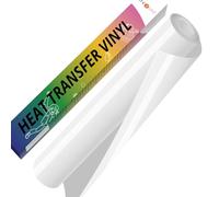 HTVRONT White Iron on Vinyl - 12" x 5ft(30.5x152CM) White HTV Vinyl for T-Shirts, White Heat Transfer Vinyl for All Cutter Machine - Easy to Cut & Weed for Heat Vinyl Design (White)
