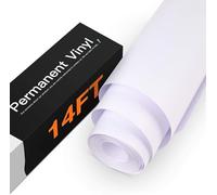 HTVRONT White Permanent Vinyl - 30.5 x 427CM Permanent Adhesive Black Vinyl Roll Compatible with Cricut Cutting Machine, Silhouette, Cameo Cutters, Signs, Scrapbooking, Craft, Die Cutters (Matte)