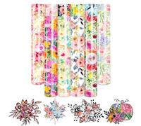 HTVSTD 10 Sheets Watercolor Flower Iron on Vinyl HTV Transfers Ready to Press Watercolor for T-Shirts Flower Heat Transfer Vinyl for DIY Patches Decals