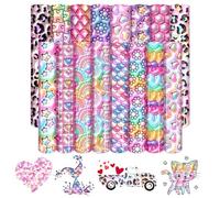 HTVSTD 3D inflated Pastel Patterned HTV Vinyl - 16 Sheets 12"x10" Rainbow Heat Transfer Vinyl Heart/Stars/Mermaid/Cats Iron on Vinyl for T-Shirts HTV
