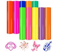 HTVSTD Neon Heat Transfer Vinyl-10 Pcs 12 * 10in Green Orange Red Neon Iron on Vinyl Blue Pink Neon Heat Transfer Vinyl for T-Shirts Compatible with Sillhoutte Cameo or Cricut