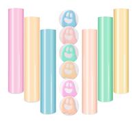 HTVSTD Puff Heat Transfer Vinyl -12 * 10inches 6 Sheets Pastel Foam HTV Iron On Vinyl Candy Color HTV Green,Pink,Yellow Puff HTV for T-Shirts