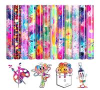 HTVSTD Splatter HTV -12 Pcs 12 * 10 in Paint Splatter Heat Transfer Vinyl Graffiti HTV Watercolor Iron on Vinyl for Fabrics