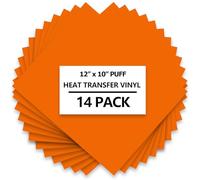 HTVVETUR 3D Puff Vinyl Heat Transfer 14PCS Puff HTV Sheets 12" x 10" Iron on Vinyl Puff Heat Transfer Vinyl for Heat Press T-Shirt Compatible with Cricut or Mark (Orange)