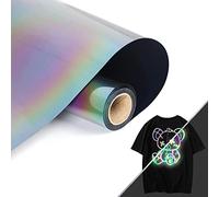 HTVVETUR Reflective Rainbow HTV Heat Transfer Vinyl Roll 12 Inch by 5 Feet Iron on DIY for T-Shirt PU Stretch Elastic HTV Vinyl (Reflective Rainbow, 5FT)