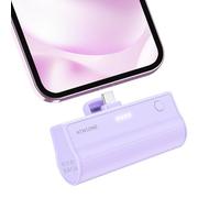 HTWCOME Mini Power Bank 5000 mAh, USB-C 20 W Power Bank with Fast Charging, Compatible with iPhone 15 / 16 Pro Max / 16 Pro / 15, Samsung Series, Xiaomi Huawei Oppo, iPad, AirPods and Android (Purple)