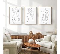 HTWLMM Abstract One Line Drawing Art Woman Canvas Painting Woman Body Minimalist Art Print Poster Pictures for Living Room Wall Pictures Decoration Bedroom Modern Frameless (3 x 20 x 30 cm)