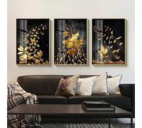 HTWLMM Canvas Pictures Abstract Gold Butterfly Painting Poster Art Print for Living Room Bedroom Wall Pictures Decoration Frameless (Black, 3 x 20 x 30 cm)
