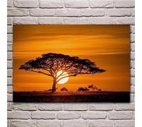 HTWLMM Canvas Pictures African Natural Landscape Abstract Trees Painting Poster Art Print for Living Room Bedroom Wall Pictures Decoration (Frameless) (60 x 90 cm)
