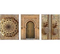 HTWLMM Islamique Moroccan Door Canvas Painting Religious Architecture Art Print Pictures for Living Room Wall Pictures Decoration Bedroom Frameless (3 x 60 x 90 cm)