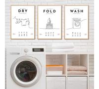 HTWLMM Laundry Symbols Guide Black White Pictures Canvas Painting Painting Poster Art Print for Laundry Room Home Decor Wall Decoration (3 x 60 x 80 cm, No Frame)
