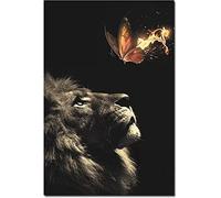 HTWLMM Modern Lion Butterfly Art Canvas Painting Wall Art Pictures for Living Room Bedroom Decoration Modern Canvas Pictures Poster Frameless (40 x 60 cm)