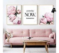 HTWLMM Pink Blooming Flower Canvas Poster Set (3 x 40 x 60 cm, 3 Count, Modern, Living Room, Bedroom, Bathroom)