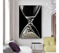 HTWLMM Time is Money Motivational Pictures, Dollar in Hourglass, Canvas Painting Poster, Art Print for Living Room, Home Decor, Wall Pictures Decoration (70 x 100 cm, No Frame)