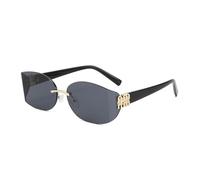 HTXONB 2025 Fashion Women's Frameless PC Curved Polarized Sunglasses Outdoor Travel Driving Sun Visor Anti-UV400 Sunglasses,C1,145 * 145 * 42mm