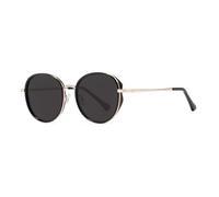 HTXONB 2025 Fashion Women's Round Frame Sun Protection Polarized Sunglasses Outdoor Travel Driving Sun Visor Anti-ultraviolet Versatile Sunglasses,C1 black gray,152 * 141 * 50mm