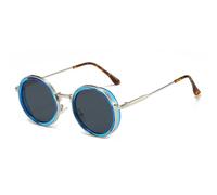 HTXONB 2025 Retro round frame sunglasses for men and women sun protection plain and slim sunshade sunglasses,C6,144 * 145 * 46mm