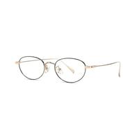 HTXONB Fashionable plain glasses silver wire oval frame street shot travel glasses,Black rose gold frame,148 * 134 * 34mm