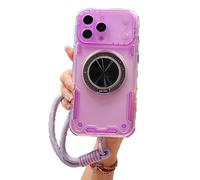 HTXONB Magnetic 360°Rotat Metal Car Bracket 3in1 Lanyard Phone Case For iPhone 17 16 15 14 13 Pro Max 17 Air 16 Plus Wireless Charging Protective Cover,Purple,For iPhone 17 Air