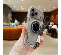 HTXONB Magnetic 360°Rotat Metal Car Bracket 3in1 Lanyard Phone Case For iPhone 17 16 15 14 13 Pro Max 17 Air 16 Plus Wireless Charging Protective Cover,Black,for iPhone 13