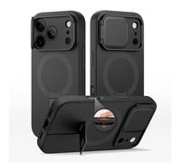 HTXONB Magnetic Lens Protection Adjustable Kickstand Cove For iPhone 17 Pro Max 17 Air 17 Pro Wireless Charge Shockproof Cover,Black,For iPhone 17