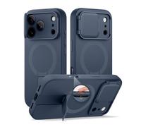 HTXONB Magnetic Lens Protection Adjustable Kickstand Cove For iPhone 17 Pro Max 17 Air 17 Pro Wireless Charge Shockproof Cover,Navy Blue,For iPhone 17