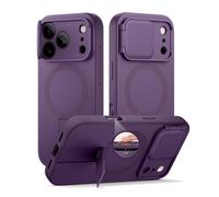 HTXONB Magnetic Lens Protection Adjustable Kickstand Cove For iPhone 17 Pro Max 17 Air 17 Pro Wireless Charge Shockproof Cover,Purple,For iPhone 17 Pro
