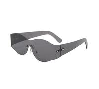 HTXONB Men's and women's fashion frameless one-piece sunglasses for outdoor street shooting future technology sunglasses,C1 Black,135 * 150 * 48mm