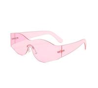 HTXONB Men's and women's fashion frameless one-piece sunglasses for outdoor street shooting future technology sunglasses,C6 Pink,135 * 150 * 48mm