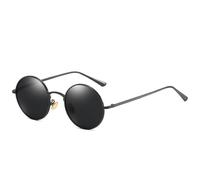 HTXONB Men's and women's retro punk polarized sunglasses metal small round frame driving sun protection sunglasses,black frame gray film,150 * 132 * 46mm